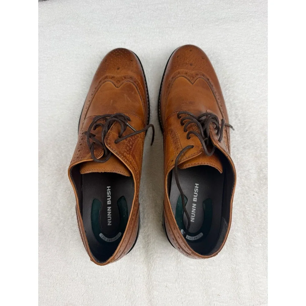 Nunn Bush Mens 84525 Cambridge Brown Leather Wingtip Oxford Shoes Size 9 M